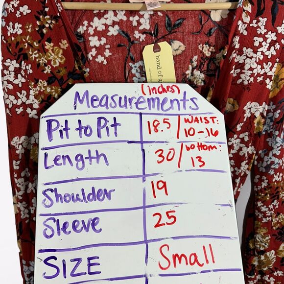 NWT Band of Gypsies Women's Tied Long Bell Sleeve Red Floral Summer Romper Small - Picture 11 of 11